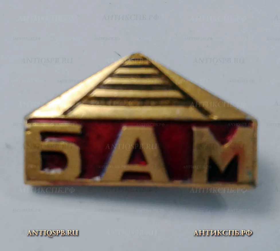 Значок "Бам" Железнодорожные войска эмблема Байкало-Амурская магистраль СССР Вт. пол. ХХ век №2125
